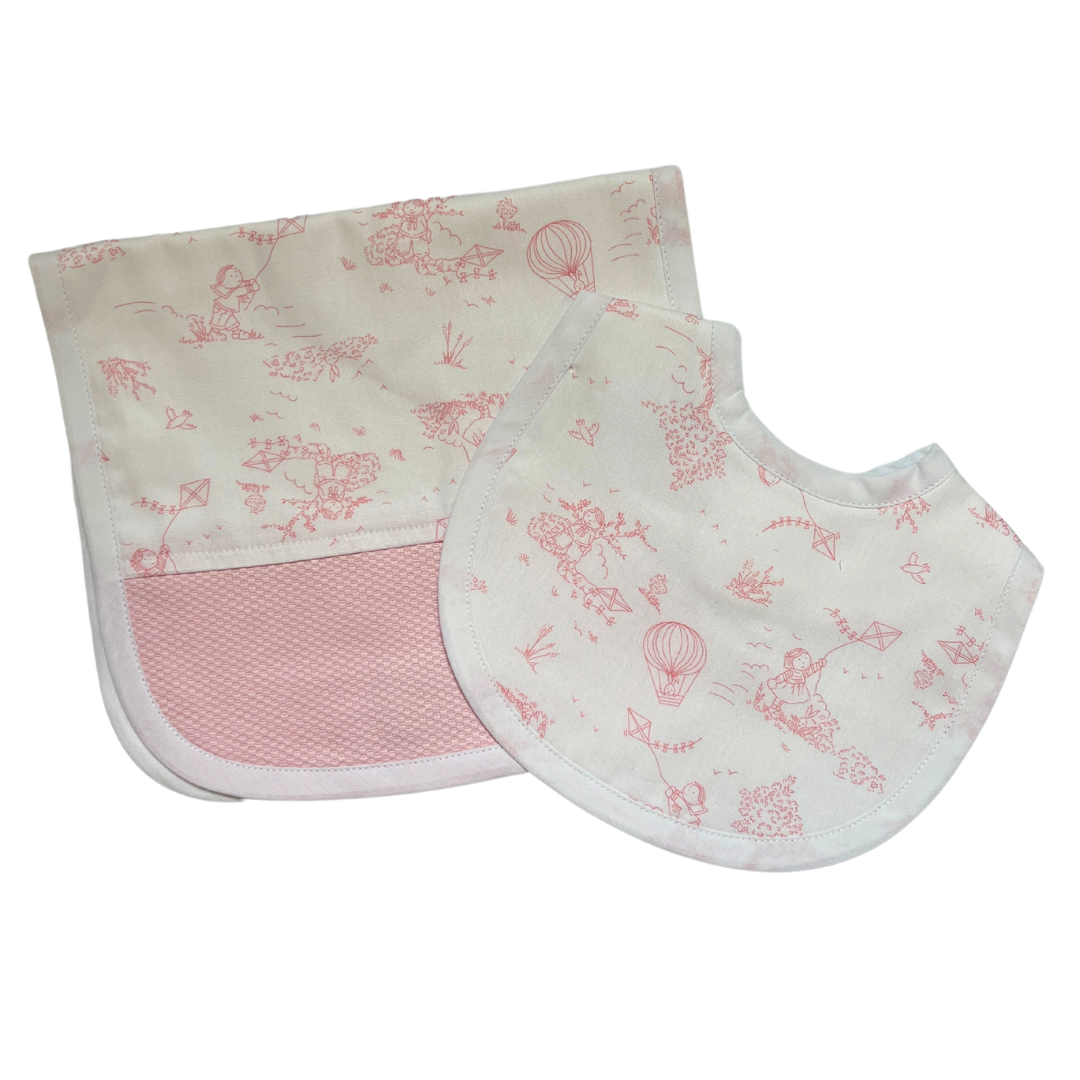 Pink Toile Bib