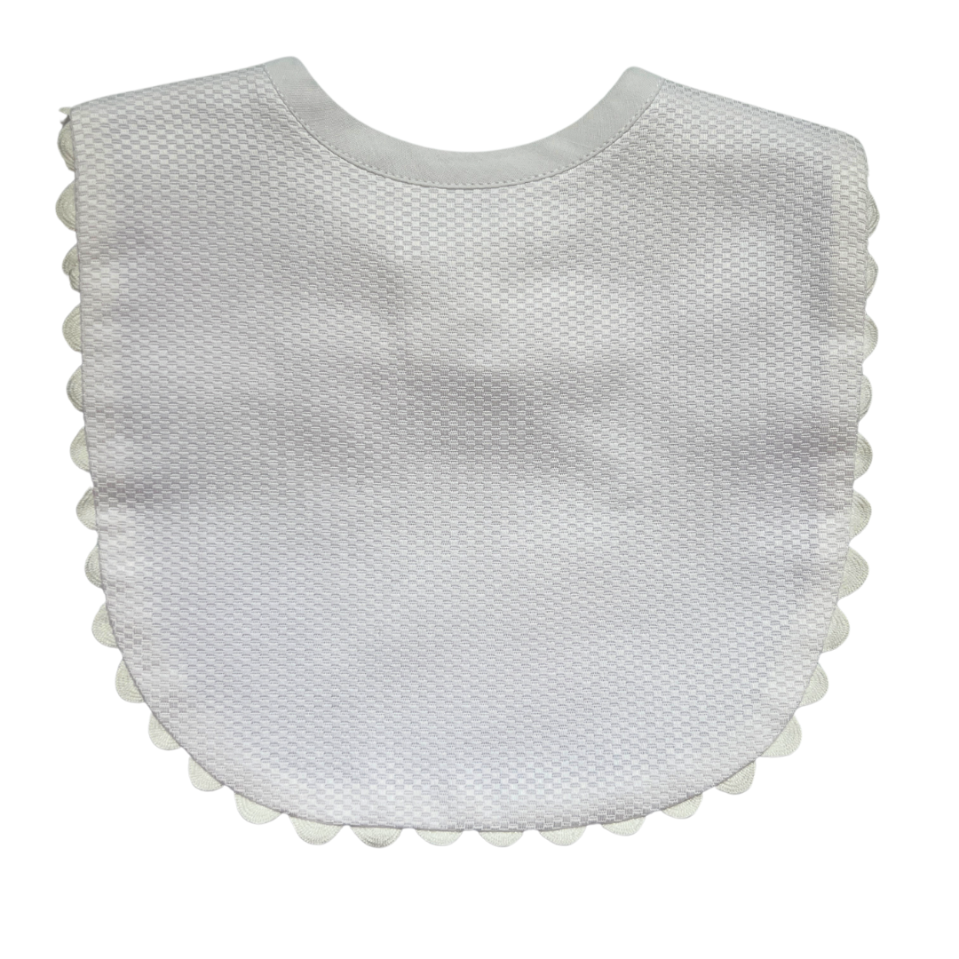 Large White RicRac Bib with White Trim