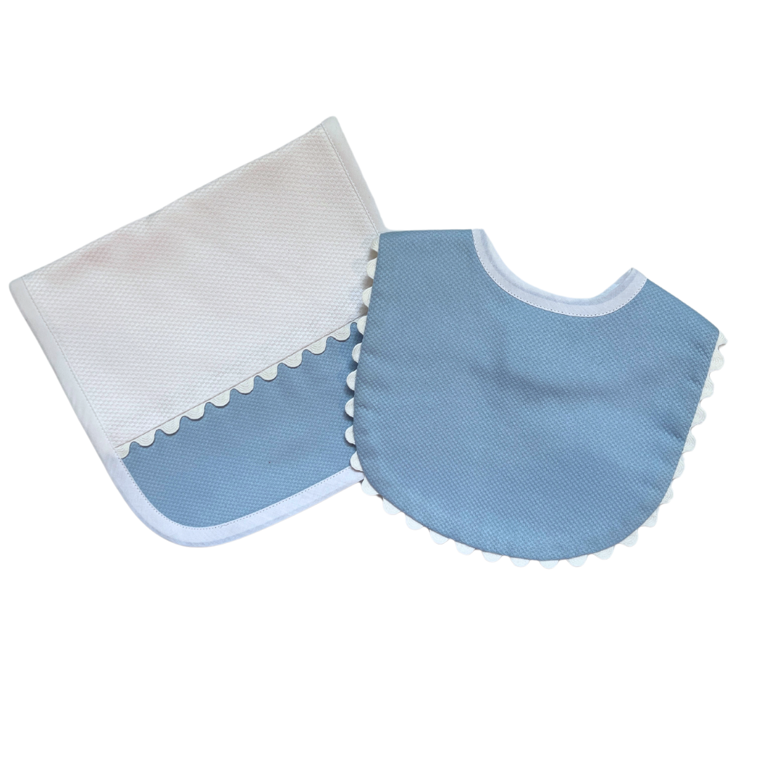 Blue RicRac Burp Cloth