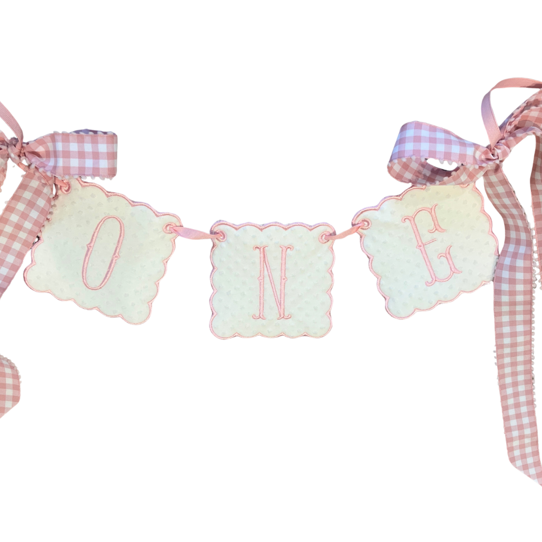 Pink Swiss Dot "ONE" Banner