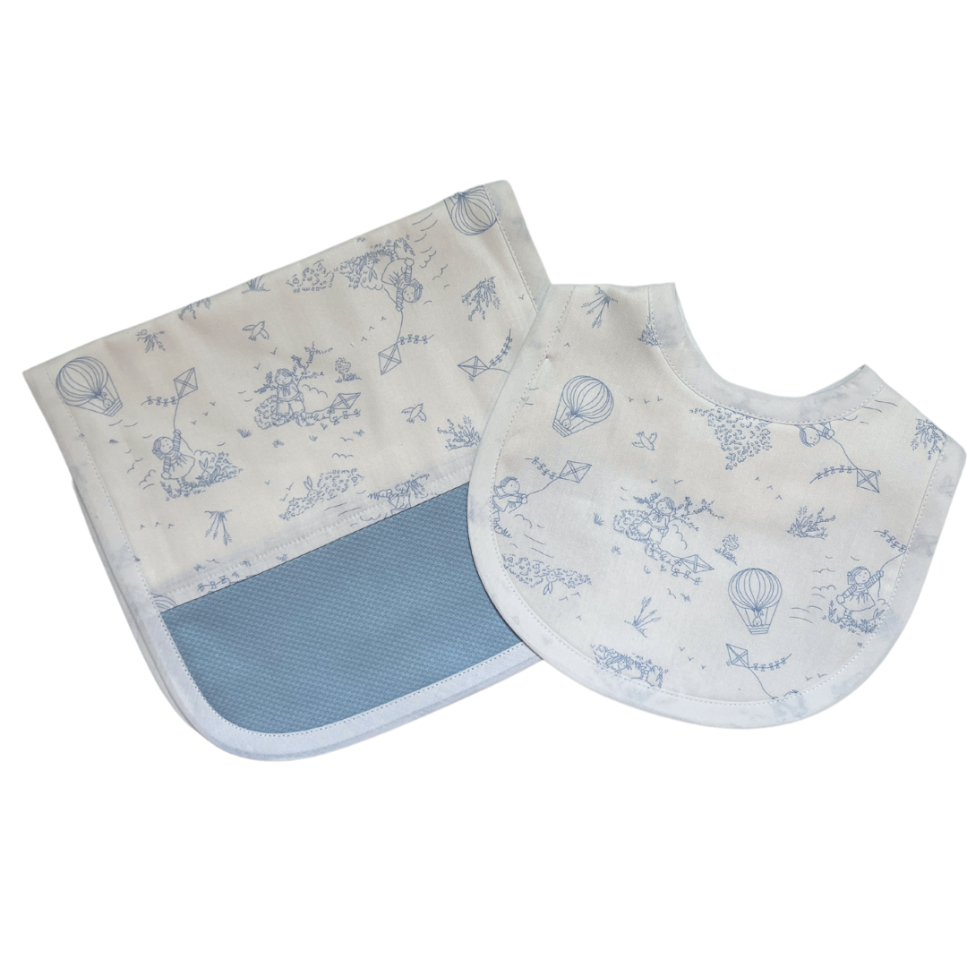 Blue Toile Bib