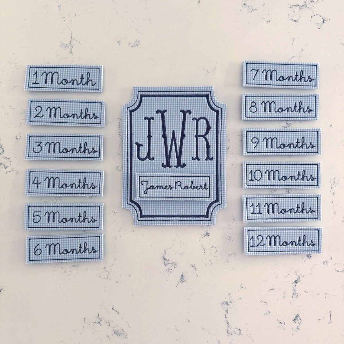 Blue Gingham Milestone Card