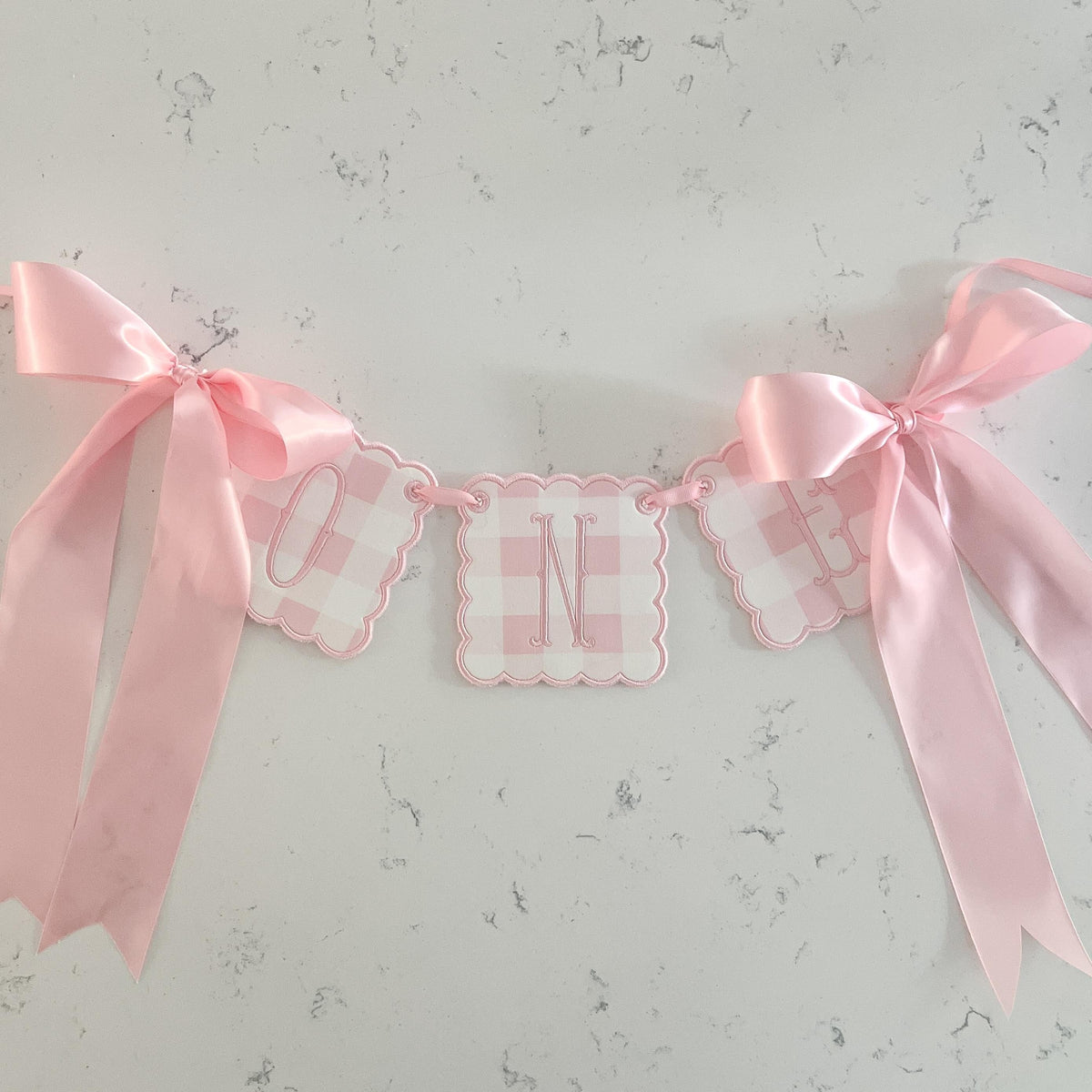 Pink Check Highchair Banner