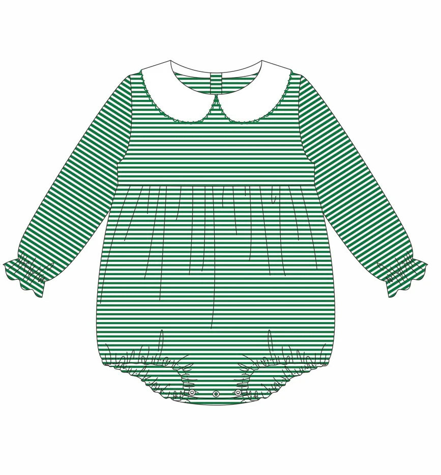 Girl's Knit Stripe Peter Pan Collar Bubble