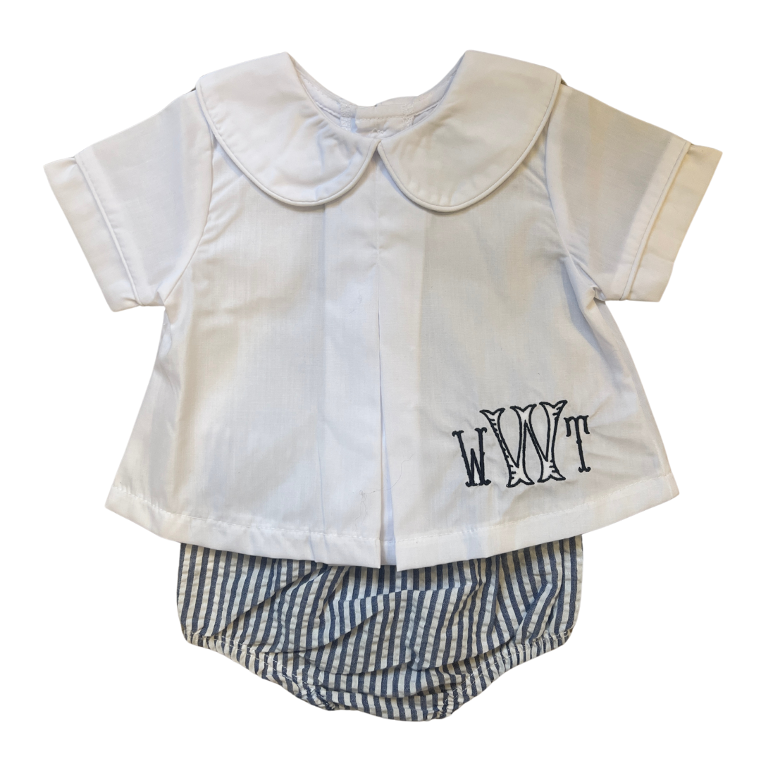 Boys Peter Pan Collared Diaper Shirt