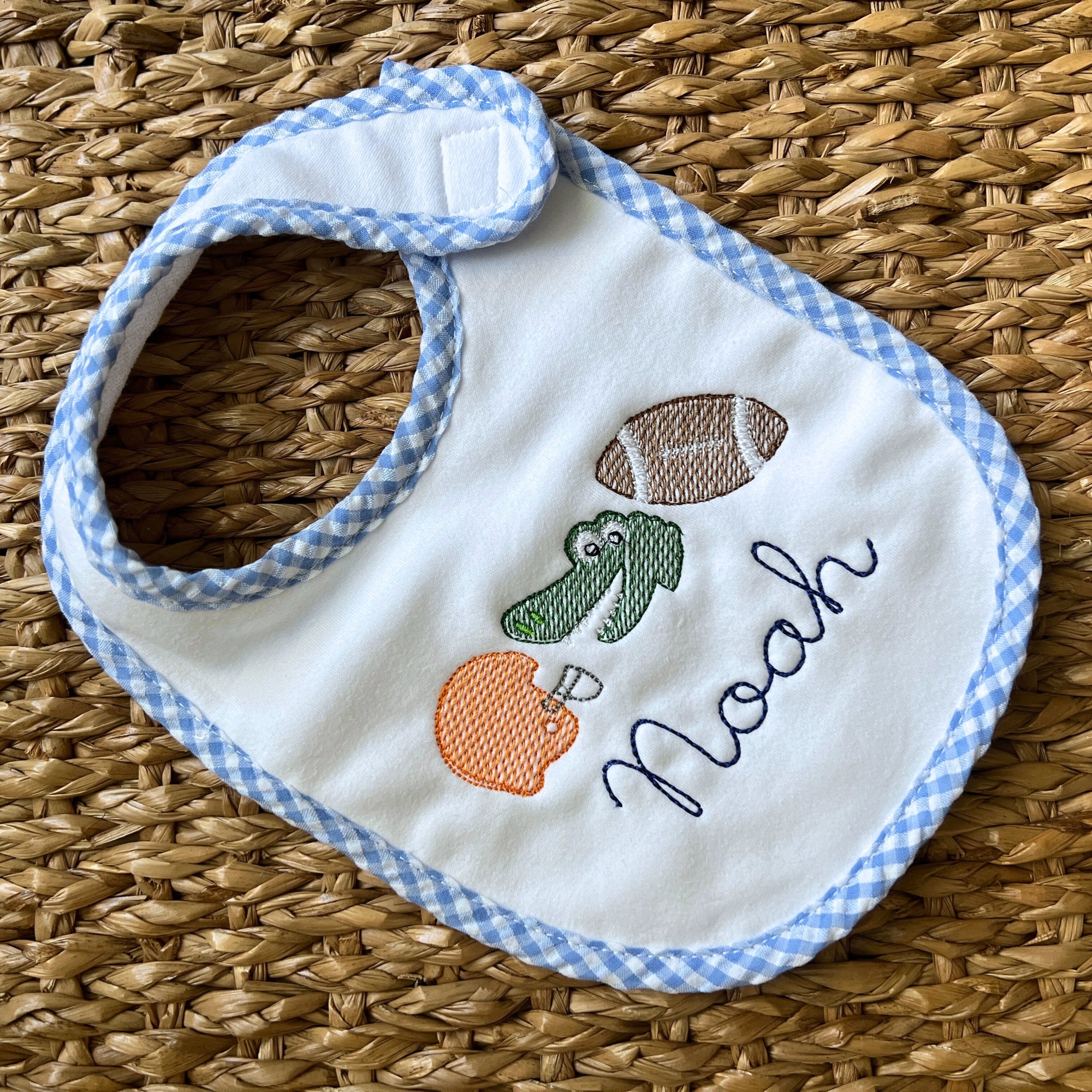 Blue Gingham Bib