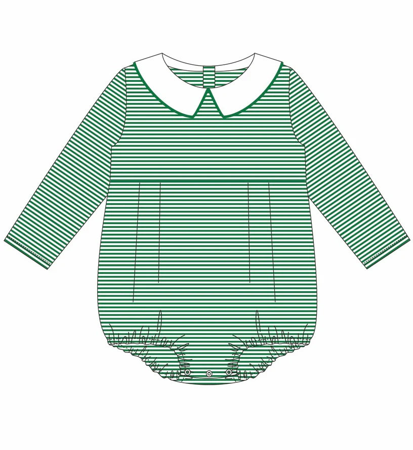 Boy's Knit Stripe Peter Pan Collar Bubble