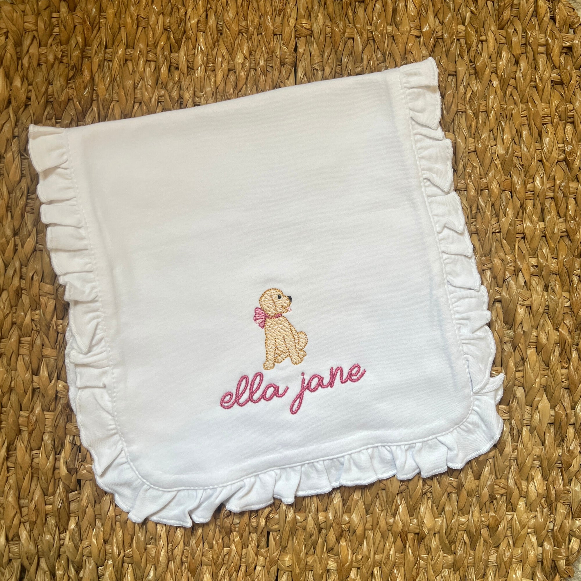 Girly Puppy Bib & Burp Cloth Set