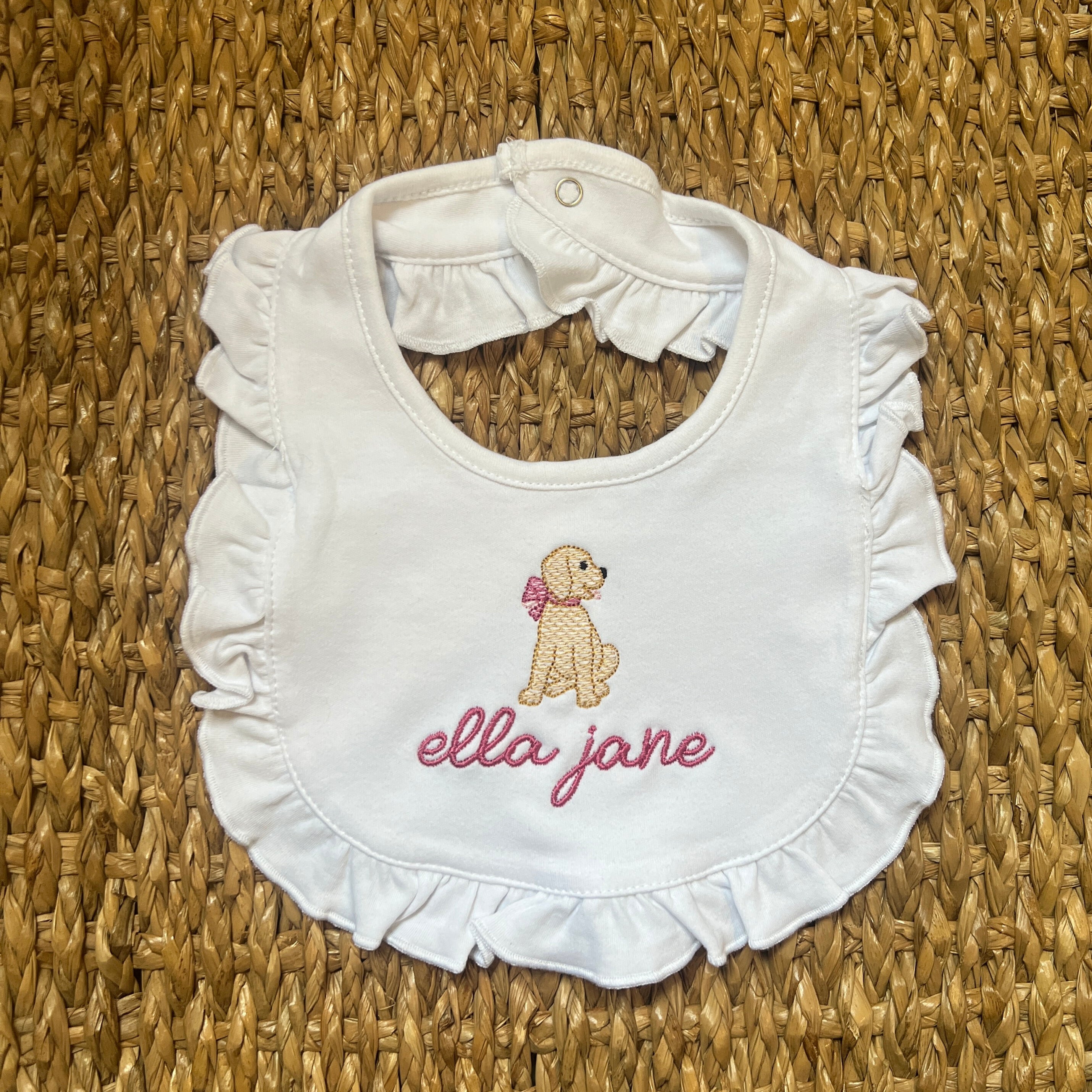 Girly Puppy Bib & Burp Cloth Set