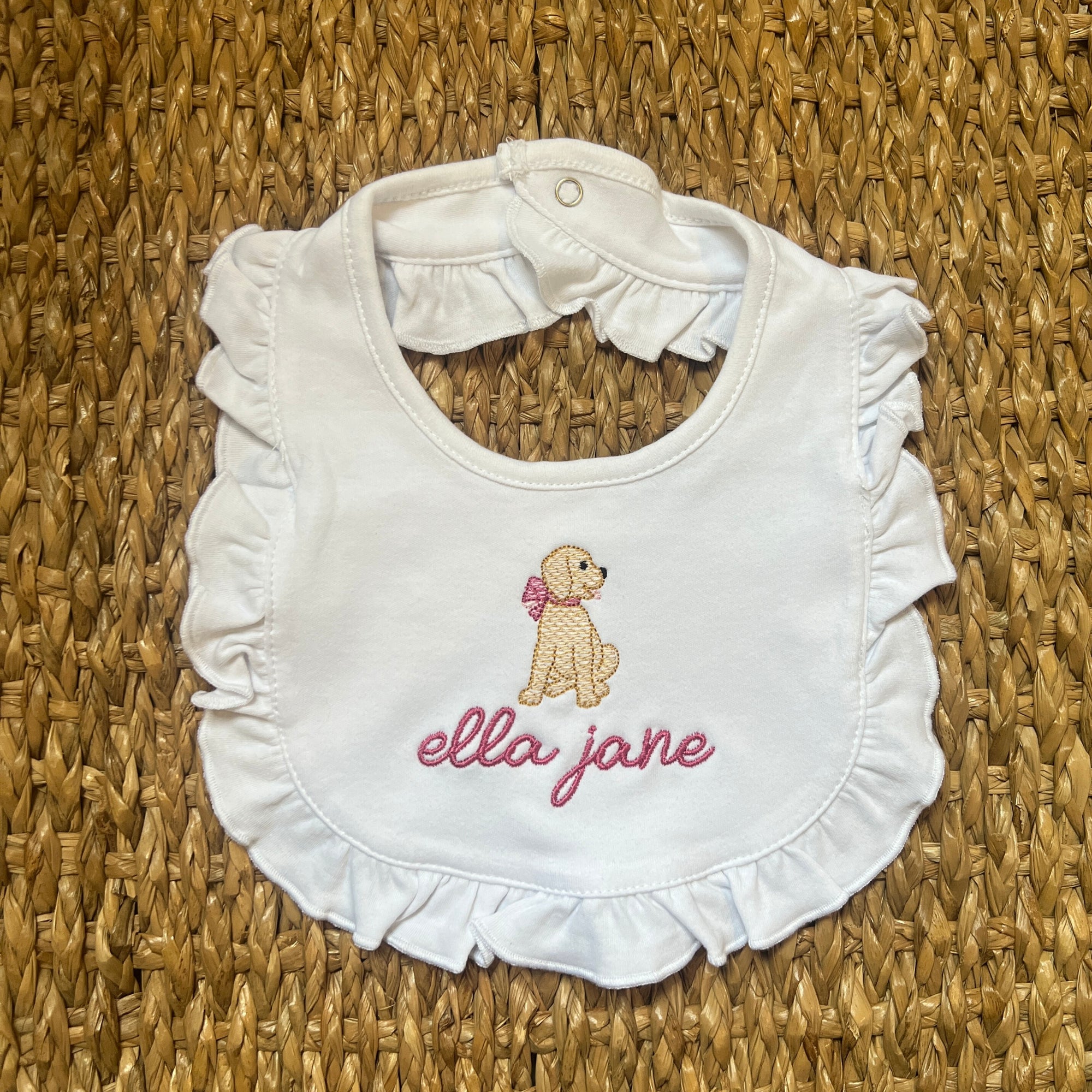 White Ruffle Cotton Bib