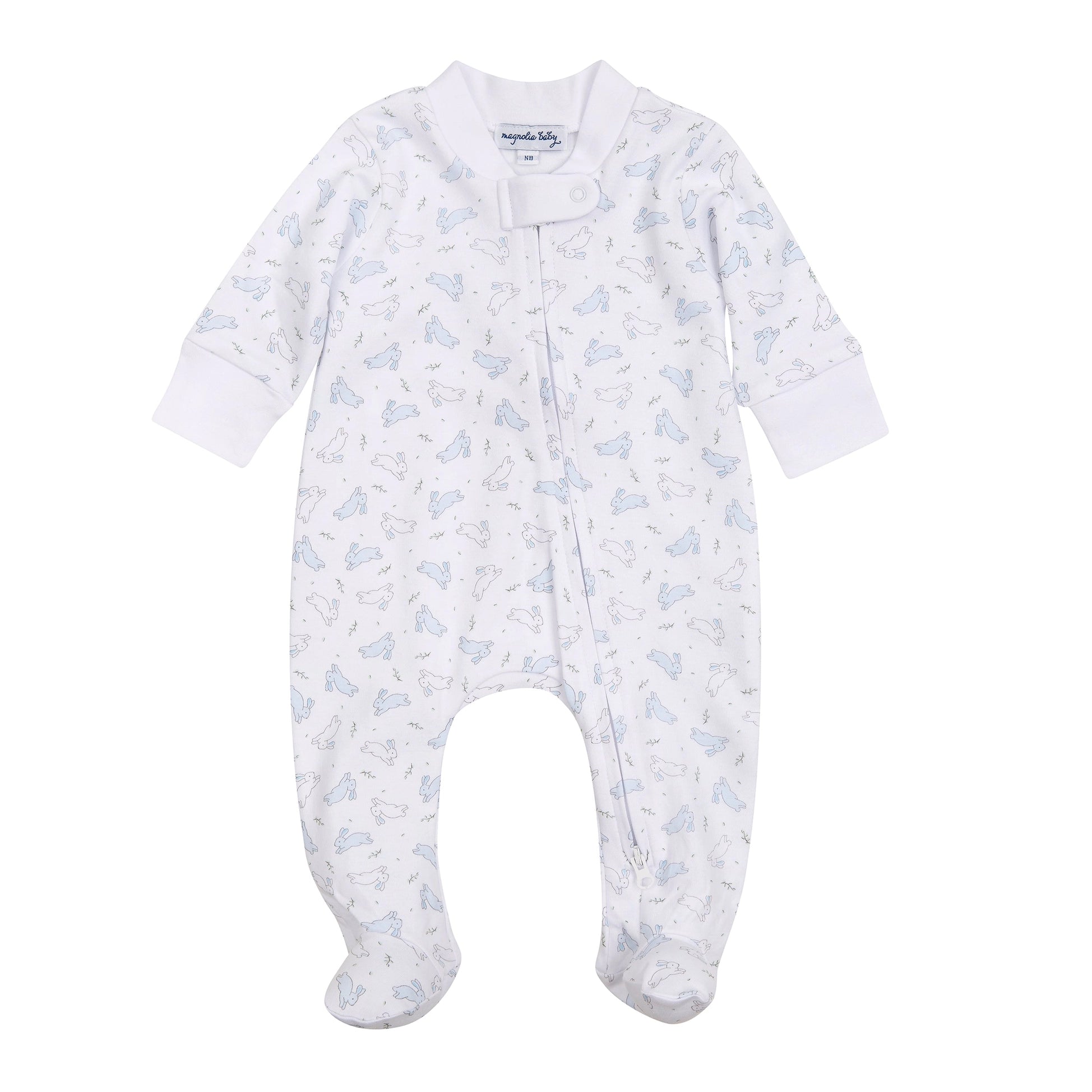 Light Blue Bunny Hop Zip Footie