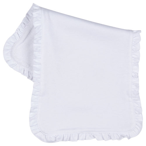 White Ruffle Cotton Burp Cloth