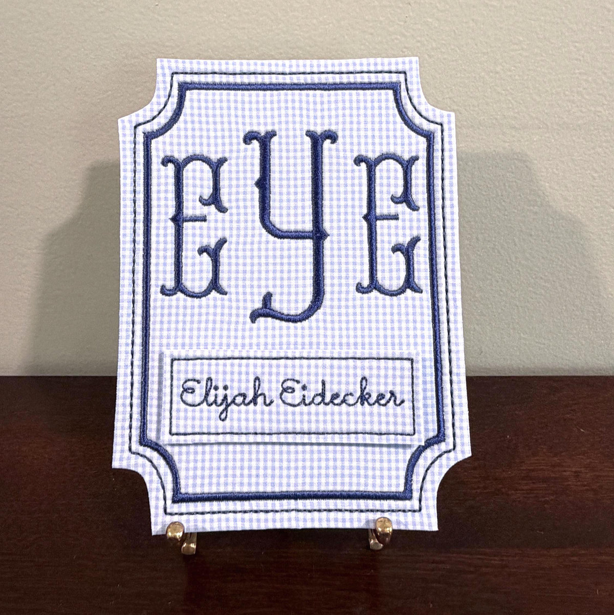 Blue Gingham Milestone Card