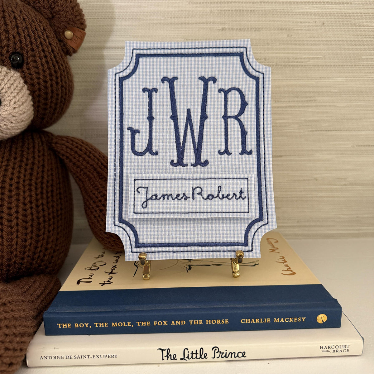 Blue Gingham Milestone Card