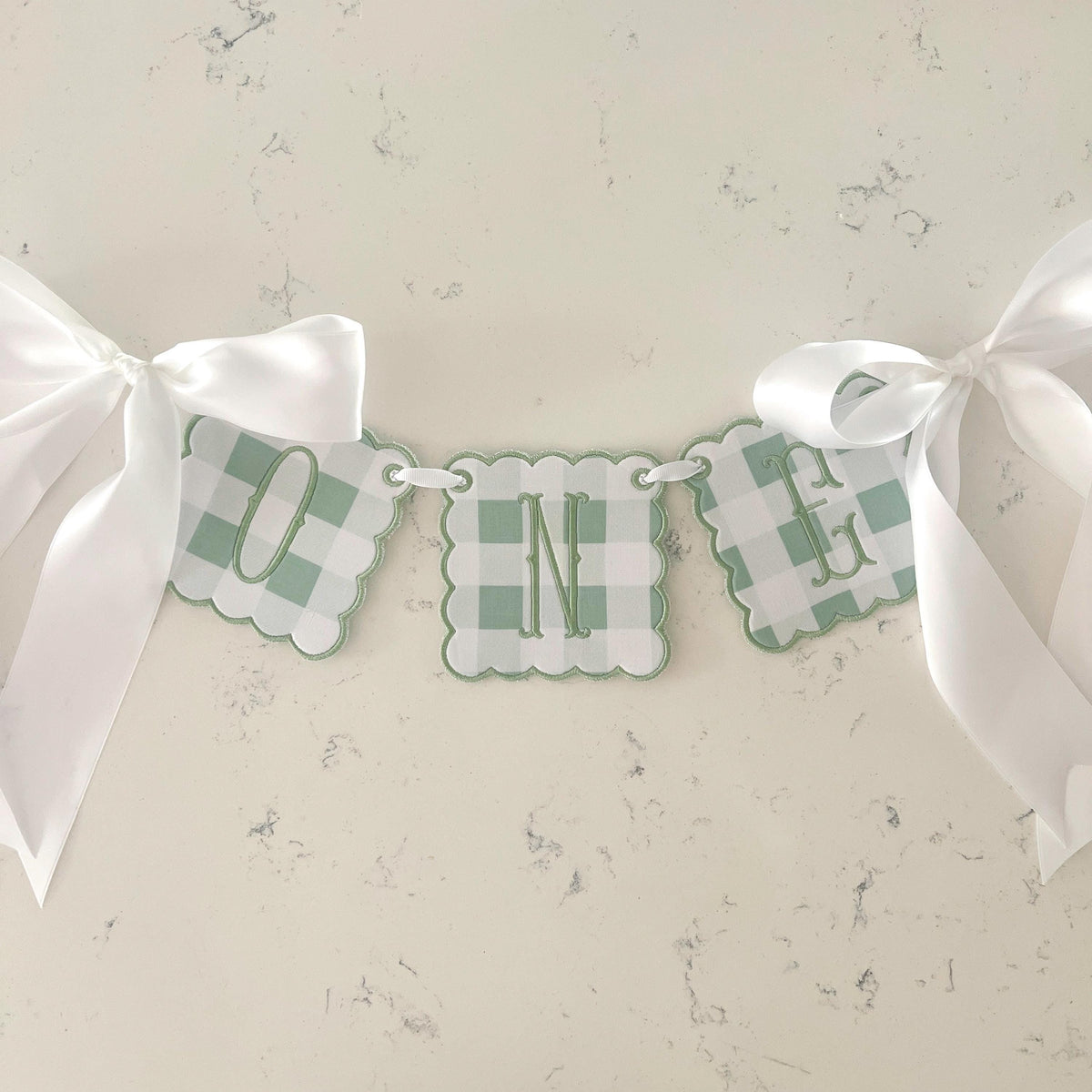 Sage Green Check Highchair Banner