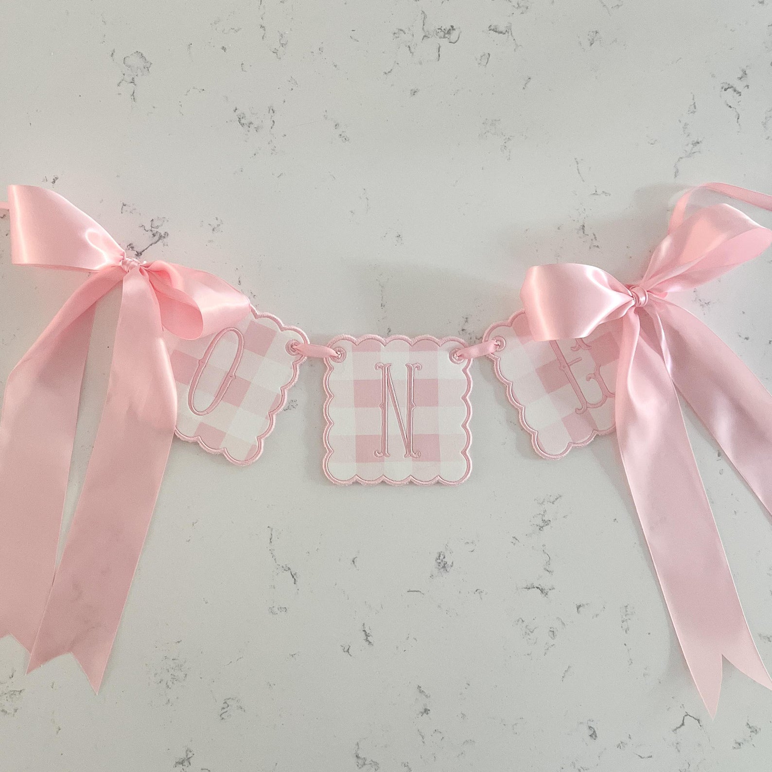 Pink Check ONE Highchair Banner