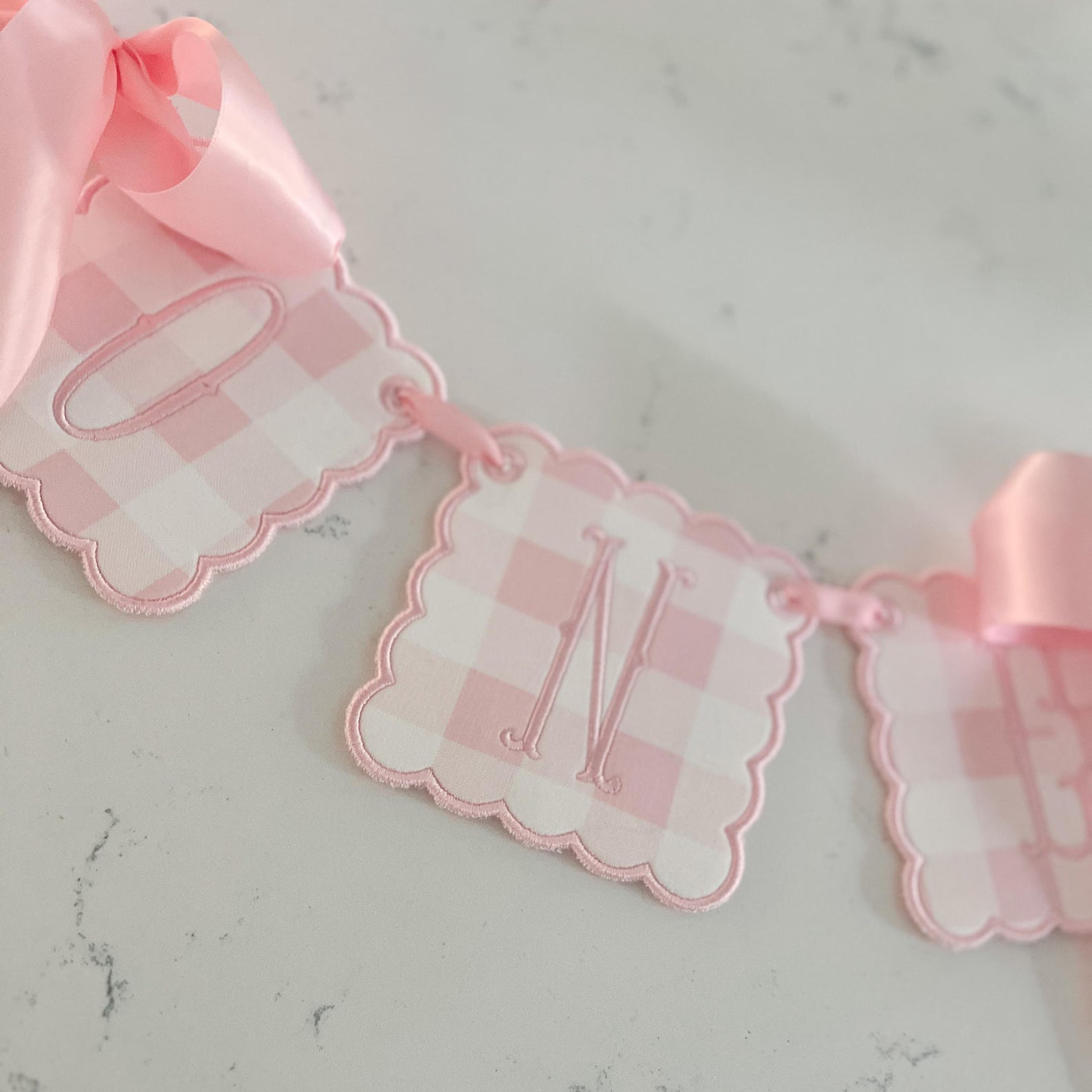 Pink Check ONE Highchair Banner